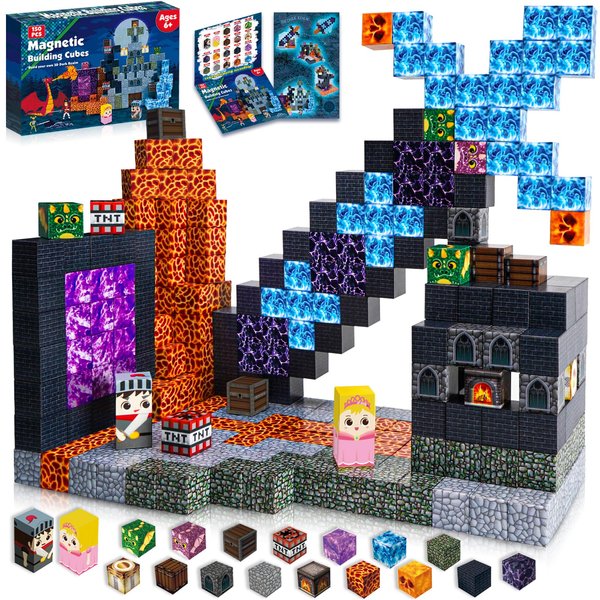 GraceDuck Magnetic Blocks - 150 PCS Build Magnetic Dark Sword Domain Castle - Magnetic Toys for Montessori Toddler Christmas Birthday Gifts - STEM Sensory Toys for 3 4 5 6 7 8 9 10 Year Old Boys&Girls