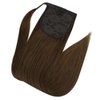 Full Shine Brown Hair Ponytail Extension Real Hair Medium Brown Wrap Around Ponytail Straight Ponytail Hair Extensions for Women Short Hair 70Grams 12Inch