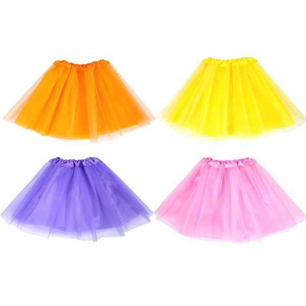 Koogel 4PCS Tutu for Toddler Girls, 3-Layer Multicolor Tutu Skirts Ballet Tutu Dress Up Kids Party Tutu for Dress Up Game Birthday Party Costume