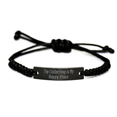 Game On Novelties Reusable Toy Collecting, Toy Collecting is My Happy Place., Inappropriate Holiday Black Rope Bracelet for Friends