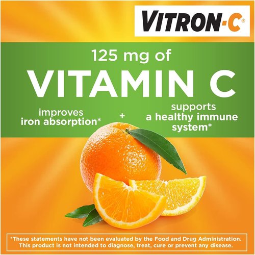 Vitron-C High Potency Iron Supplement with 125 mg Vitamin C, 60 Count | Pack of 2