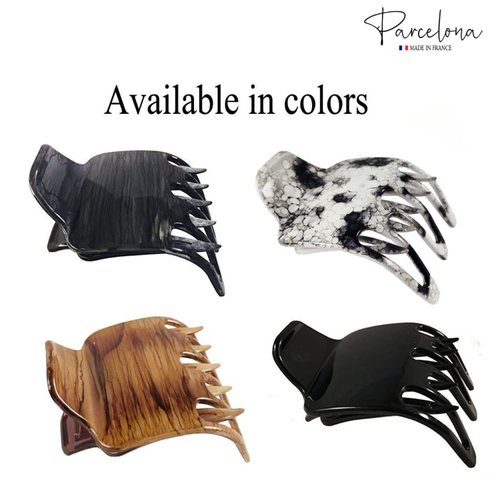 Parcelona French Paw Grey Black Streaks Wide Side Slide In Jaw Yoga Hair Claw Clip