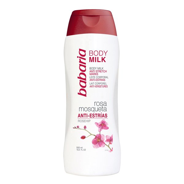 Babaria Anti Stretch Marks Body Milk - Moisturizing and Hydrating Effects - Infused with Sweet Almond Oil and Vitamin E - Reduces Appearance of Wrinkles - Suitable for All Skin Types - 16.6 oz
