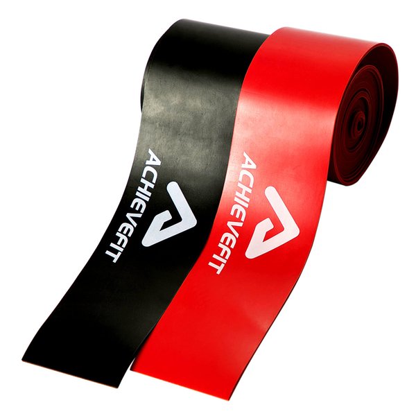 ACHIEVE FIT Muscle Compression Floss Bands - Therapy Rehab Band for Increasing Mobility - Recovery Fitness Bands for Tack and Flossing - Includes Nylon Travel Pouch Bag (1x Red & 1x Black)