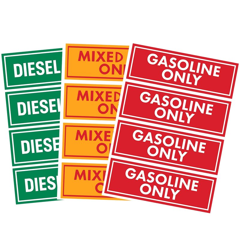 QuickMarine 12 Pcs Diesel & Gasoline & Mixed Fuel Only Stickers for Oil ...
