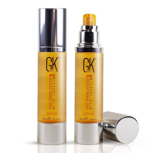 GK HAIR Global Keratin 100% Organic Argan Oil Anti Frizz Hair Serum Pack of 2 (3.4 Fl Oz/100ml) Styling Smoothing Strengthening Hydrating & Nourishing Heat Protection Shine For Frizzy Dry Damaged Hair