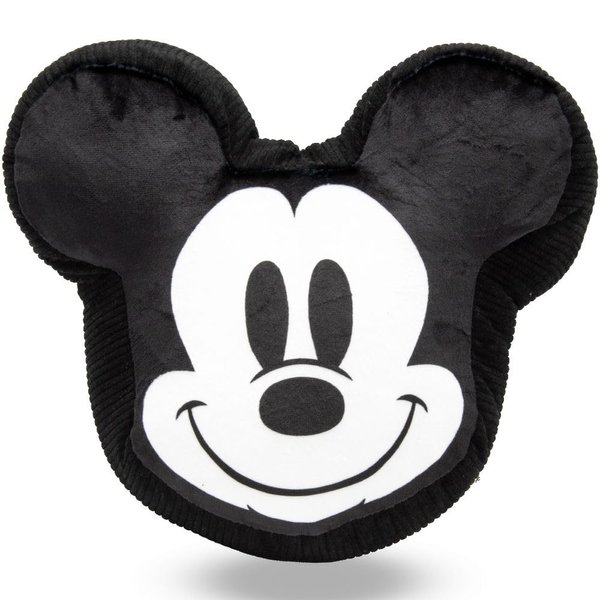 Buckle-Down Dog Toy, Disney, Plush Squeaker Mickey Mouse Smiling Face Black, 6.5" x 6"