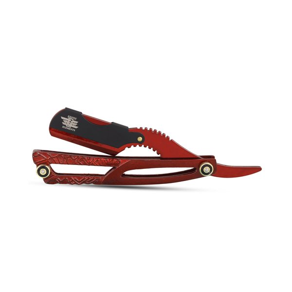 Premium Dark Red Engraved Straight Edge Razor - Grooming And Shaving Folding Knife Unique Stylish Razor Unisex