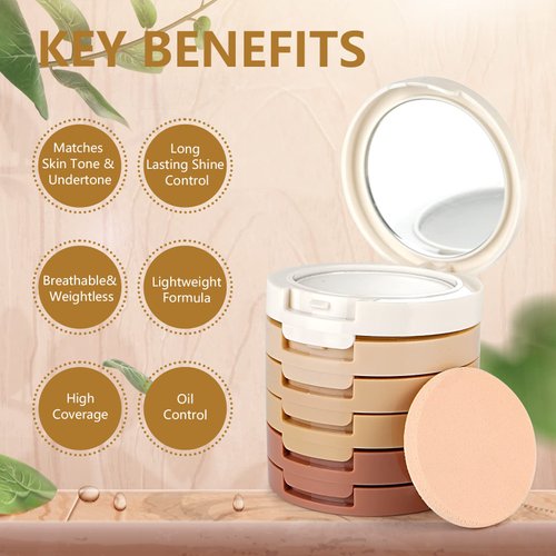 FantasyDay Pro 5 Colors Multi-layer Face Powder Compact Face Correcting Pressed Powder Makeup Kit Foundation Highlighter Bronzing Powder Contouring Camouflage Makeup Palette