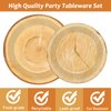 Wiooffen 96 PCS Brown Paper Tableware Set - Rustic Wood Tree Party Supplies for 24 Guests, Includes Plates, Forks, Napkins for Camping, Hunting Theme