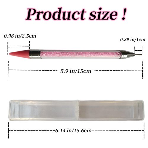 Xianglangsuccess Dual-Ended Nail Rhinestone Picker Wax Tip Pencil Pick Up Applicator Dual Tips Dotting Pen Beads Gems Crystals Studs Picker with Acrylic Handle Manicure Nail Art Tool (Pink)