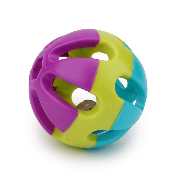 Hypeety Pet Parrot Toy Plastic Colorful Birds Ball with One Bell for Budgie African Grey Cockatoo Cockatiel Sun Conures Rabbit Cat 1PC Color Random