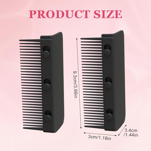 2 Pcs 2024 New Flat Iron Comb, Flat Iron Comb Attachment Clip On, Upgrade Barber Hair Straightening Comb, Professional or Home Use Compact Hair Styling Tool (Black+Black)