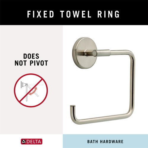 Delta 759460-SS Trinsic Wall Mount Square Open Towel Ring Bath Hardware Accessory in Stainless Steel
