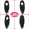 Black Wig With Bangs Long Wavy Wig for Women Curly Wavy Hair Wigs Heat Resistant Synthetic Curly Natural Black Wigs Hair Replacement Wigs for Girls Daily Party Use 24inch(Black)