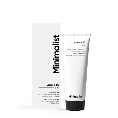 Minimalist 10% Vitamin B5 Face Moisturizer for Oily & Acne Prone Skin | Oil Free Fast Absorbing Lightweight Gel | For Women & Men | 1.7 Oz / 50 gm