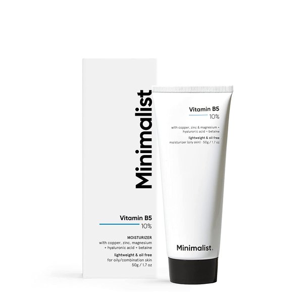 Minimalist 10% Vitamin B5 Face Moisturizer for Oily & Acne Prone Skin | Oil Free Fast Absorbing Lightweight Gel | For Women & Men | 1.7 Oz / 50 gm