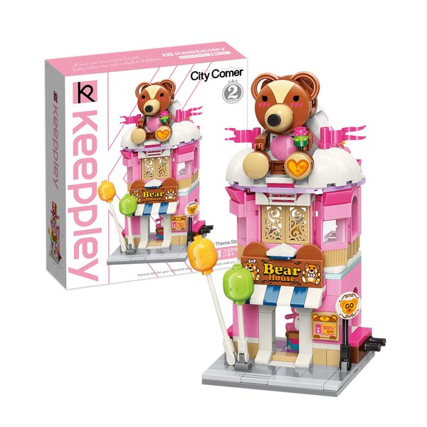 QMAN Girls Building Blocks Toy Teddy Theme Store Building Kit Cute-Bear Sales Shop Bricks Toy for Girls Age 6-12 and Up (281 Pieces)