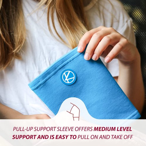 KARM Kids Knee Brace Sleeve - Youth Knee Compression Sleeve for Children - Boys & Girls | Child Knee Support for Knee Pain & Sports & Football & Basketball & Gymnastics (Blue)