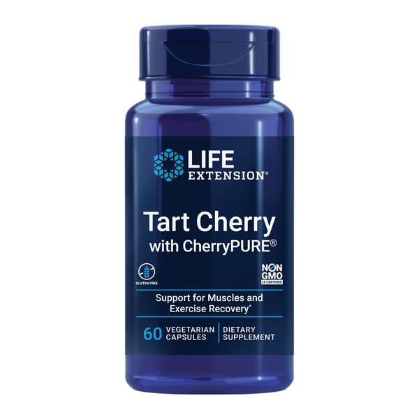 Life Extension Tart Cherry with Cherry Pure – Tart Cherries Extract Powder Capsule Supplement for Rapid Muscle Recovery Support and Uric Acid Management – Non-GMO, Gluten-Free – 60 Capsules
