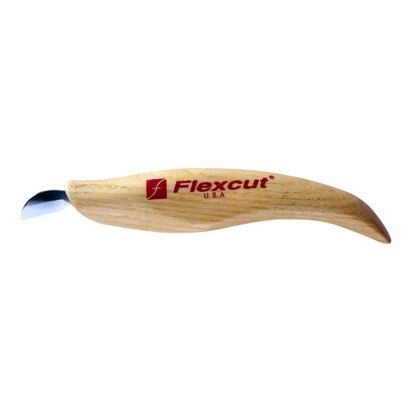 FLEXCUT Mini-Chip Carving Knife, Ultra-Thin High Carbon Steel Blade, Solid Ash Handle, 5/8 Inch (KN20)