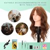 22-24’’ Mannequin Head with Human Hair, Cosmetology Mannequin Head 100% Real Human Hair, Manikin Head with Stand for Hairdressers Practice Braiding Styling Cutting Dying Styles