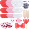 Resholder 1500 Pcs Valentine's Day Crafts with 300 Heart Doilies 600 Foam Heart Stickers with Wiggle Eyes Ice Cream Sticks for Valentine's Day DIY Decor School Classroom Home Activities Supplies
