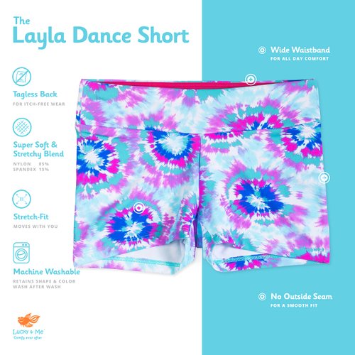 Layla Girls Dance Shorts, Gymnastics & Dancewear (9-10 Years, Rain Forest)
