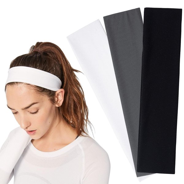 3Pcs Headbands for Women, Fashion Sports Hair Bands Women Men, Soft Sweat Wicking Stretchy Headband for Women Girls Sports Yoga Running