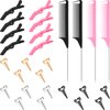 27 Pieces Hair Braiding Hair Parting and Selecting Hair Sectioning Ring for Braiding Curling Installation of Human Hair Extensions Pintail Rat Tail Comb Wide Teeth Sectioning Hair Clip (Pink, Black)