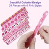 Nail Files (24 Pack), Colorful Emery Board Nail File for Natural Nails Double Sided 180 Grit Professional Fingernails Flowery Emory Boards Buffer Manicure Tool Nail Shaping Buffing Smoothing Filer