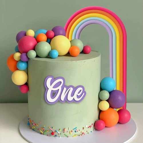 28PCS Rainbow Cake Toppers Colorful Balls Cake Decorations for Wedding Baby Shower Girls Boys Birthday Party Supplies (Colorful)