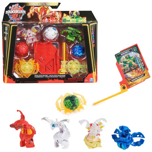 Bakugan Battle 5-Pack, Special Attack Bruiser, Dragonoids, Hammerhead, Nillious, Customizable, Spinning Action Figures, Kids Toys for Boys and Girls 6 and up
