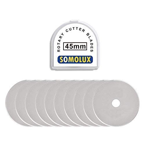 SOMOLUX 45mm Rotary Cutter and Trimmer Refill Blades for Fiskars Replace Blades for Quilting Scrapbooking Sewing Sharp and Durable 10PCS