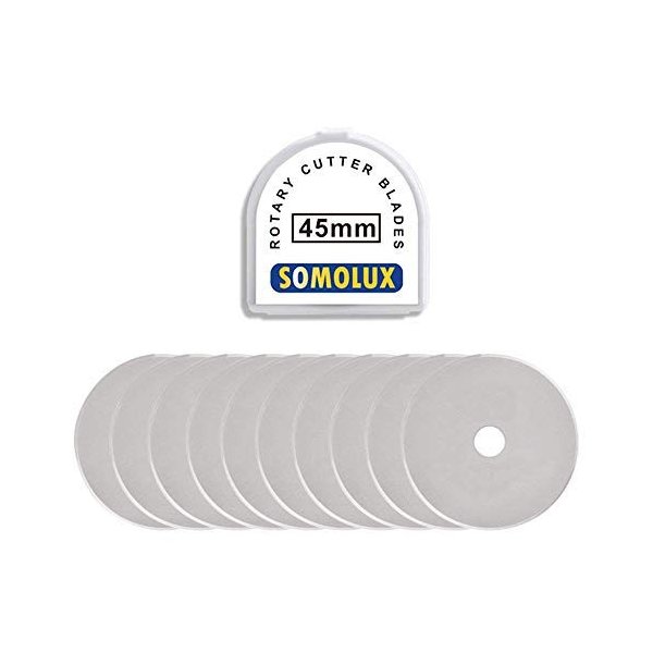 SOMOLUX 45mm Rotary Cutter and Trimmer Refill Blades for Fiskars Replace Blades for Quilting Scrapbooking Sewing Sharp and Durable 10PCS