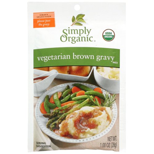 Simply Organic Vegetarian Brown Gravy Mix, 1 Ounce 12 Pack, Certified Organic, Gluten-Free Vegan Gravy Seasoning, Kosher