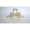 Long one sided crystal bow gold metal hair claw clip for medium thick hair