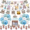 50Pcs Cat Theme Birthday Party Decorations,Party Supplies Include Banner, CakeToppers, Cupcake Toppers, Balloons,Hanging Swirls,Party Supplies Set