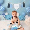 Tassels High Chair Banner For 1st Birthday，First Birthday Party Decorations，Baby Boy 1st Birthday Banner，Cake Smash Backdrop Banner，Rustic Theme 1st Birthday Decorations (Blue)
