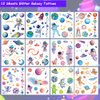 Hohamn 120 Pcs Glitter Galaxy Temporary Tattoos for Boys Kids, 12 Sheets Outer Space Tattoos for Boys Children Birthday Party Supplies Favors Spaceship Decorations