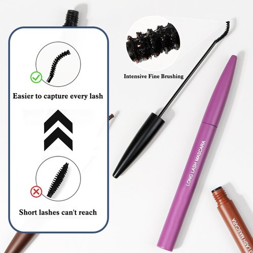 Febcraft Waterproof Purple Mascara - Long Lasting Purple Eyebrow Mascara - Smudge Purple Waterproof Mascara - Proof Telescopic Mascara for Stunning Eyes(Purple)