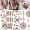 Brown Henna Temporary Tattoo Semi Permanent Fake Tattoos Mandala Flowers Lace Tattoo Stickers Waterproof Tattoo Markers Wedding Party Festival Tattoos Decorations Face Body Tattoo Supplies Set 6PCS