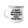 Reusable Trivia 12oz Camper Mug, A Day Without Trivia is a Day Wasted, Gifts For Men Women, Present From, For Trivia