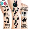 8 Sheets (95PCS) Music Temporary Tattoos Stickers Musical Note Black Theme Birthday Party Decorations Supplies Favors for Kids Girls Boys Gifts Prizes Rewards