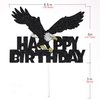 Artczlay Bald Eagle Happy Birthday Cake Topper Black Glitter Cake Topper Bald Eagle Themed Party Cake Decoration