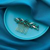 Foyte Crystal Bride Wedding Hair Comb Rhinestone Headpieces Leaf Side Hair Combs for Women and Girls (Green)