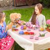 Tea Party Set for Little Girls,PRE-WORLD Princess Tea Time Toy Including Dessert,Cookies,Doughnut,Teapot Tray Cake, Tablecloth & Carrying Case,Kids Kitchen Pretend Play for Girls Boys Age 3-6