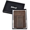 kinzd Money Clip, Front Pocket Wallet, Leather RFID Blocking Strong Magnet thin Wallet (Crazy Horse dark brown)