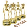 ORIENTAL CHERRY Halloween Party Supplies - Golden Best Costume Skeleton Trophies for Kids Adults Contest Awards Prizes - 4 Pack