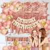 Women's Rose Gold Birthday Party Decorations, Rose Gold Happy Birthday Banners, Tassel Curtain Decorations, Confetti Balloons, Age Number Foil Balloons, Birthday Cake Decorating Supplies (22)
